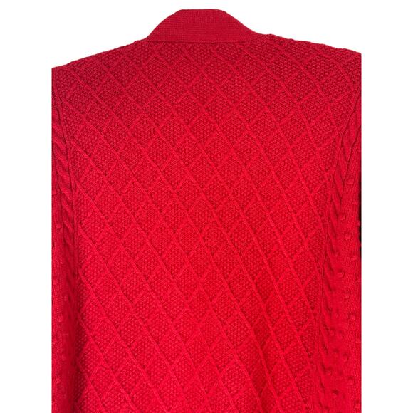 Ann Taylor Red Long Sleeve Cable Knit V-neck Cardigan Casual Cozy Sweater Size L - Picture 5 of 9